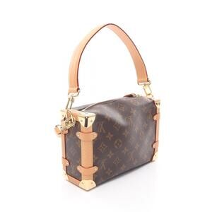 Louis Vuitton Canvas Handbag Trunk Brown Side Leather Monogram